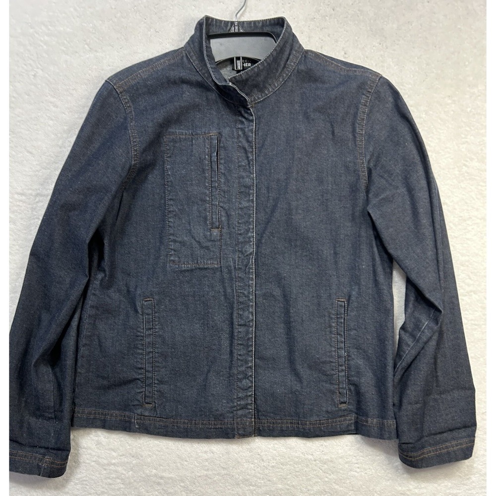 Eileen Fisher Womens Size S Blue Long Sleeve Denim Snap Jean Jacket (J7)